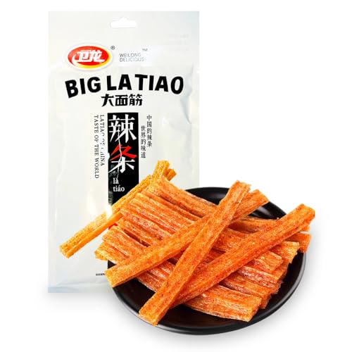 WEILONG DELICIOUS Weilong Big Latiao - Würzige Chinesische Snacks, Hot & Spicy Stick Gluten Strips, Scharfer Weizensnack (1 x 106g) von WEILONG DELICIOUS