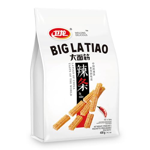 Weilong Big Latiao - Würzige Chinesische Snacks, Hot & Spicy Stick Gluten Strips, Scharfer Weizensnack (1 x 400g) von WEILONG DELICIOUS