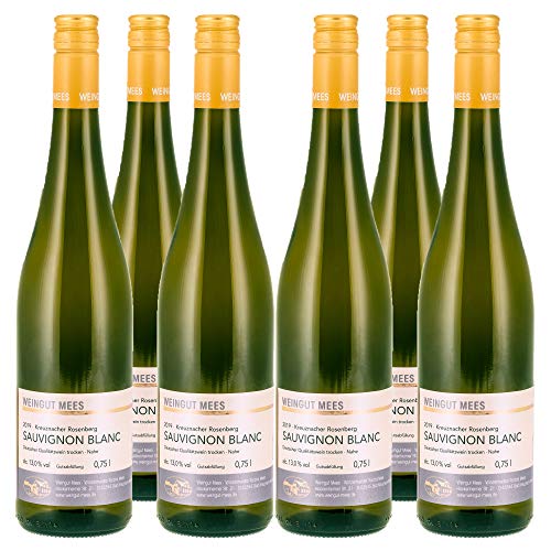 WEINGUT MEES | Sauvignon Blanc 2019, Weisswein trocken, 6 x 0,75l, Kreuznacher Rosenberg - Nahe | hochwertiger prämierter Weisswein | Weißwein-Set aus Deutschland | Paket 100% Sauvignon Blanc von WEINGUT MEES