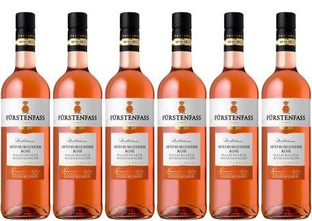 2023 Weinkellerei Hohenlohe Fürstenfass Spätburgunder Rosé "Rosenkavalier" halbtrocken (6x0,75l) von WG Hohenlohe Fürstenfass