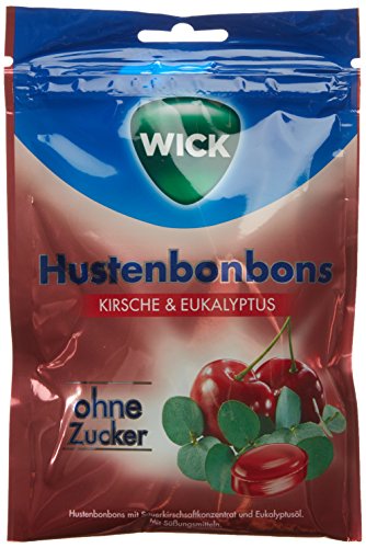 WICK Hustenbonbons Kirsche und Eukalyptus ohne Zucker Vorratspack – Wohltuendes Hustenbonbon mit Sauerkirschsaft und Eukalyptusöl für ein tiefes Atemerlebnis – 10er Pack (10 x 72 g) von WICK