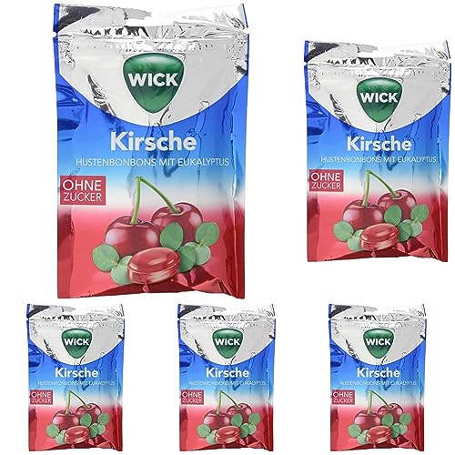 Wick Kirsche + Eukalyptus ohne Zucker (1 x 72 g) (Packung mit 5) von WICK