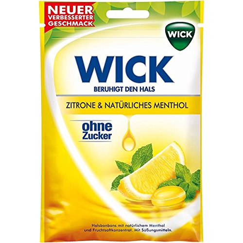 Wick Zitrone & Natürliches Menthol ohne Zucker (20x 72g Beutel) von WICK