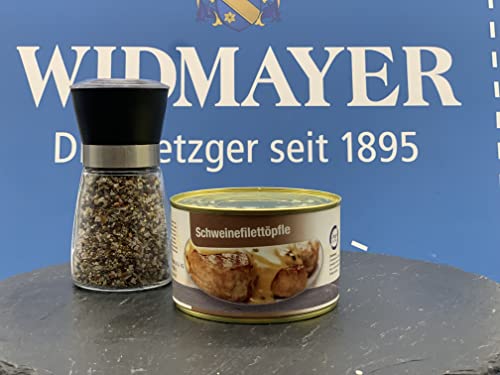 Schweinefilettöpfle mit Cognac-Pfefferrahmsoße in der Dose, Widmayer's feine Küche Schweinefilettöpfle mit Cognac-Pfefferrahmsoße in der Dose, Widmayer's feine Küche von WIDMAYER Die Metzgerei seit 1895