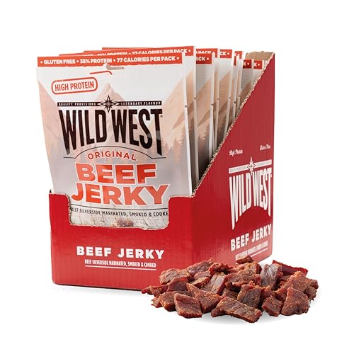 Wild West Beef Jerky, 12 x 25g Original Rindfleisch, Beef Jerky high Protein Trockenfleisch, Protein Snack von WILD WEST