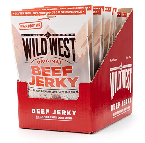Wild West Beef Jerky, 12 x 25g Original Rindfleisch, Beef Jerky high Protein Trockenfleisch, Protein Snack von WILD WEST