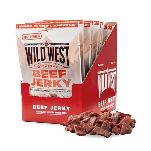 Wild West Beef Jerky, 12 x 60g Original Rindfleisch, Beef Jerky high Protein Trockenfleisch, Protein Snack von WILD WEST