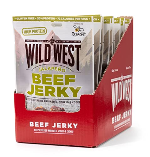 Wild West Beef Jerky, 16 x 25g Jalapeno Rinderfleisch, Beef Jerky high Protein Trockenfleisch, Protein Snack von WILD WEST
