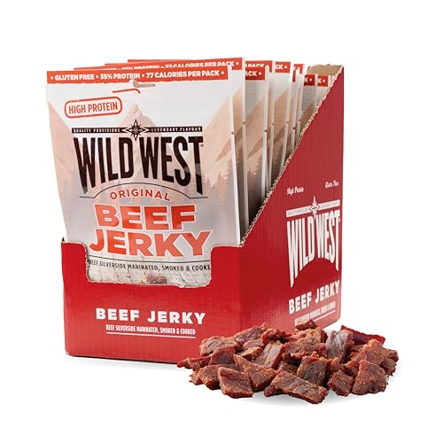 Wild West Beef Jerky, 16 x 25g Original Rinderfleisch, Beef Jerky high Protein Trockenfleisch, Protein Snack Wild West Beef Jerky, 16 x 25g Original Rinderfleisch, Beef Jerky high Protein Trockenfleisch, Protein Snack von WILD WEST