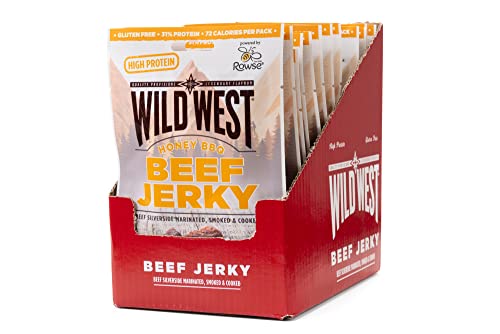 Wild West Beef Jerky, 16 x 25g Honey BBQ Rindfleisch, Beef Jerky high Protein Trockenfleisch, Protein Snack von WILD WEST