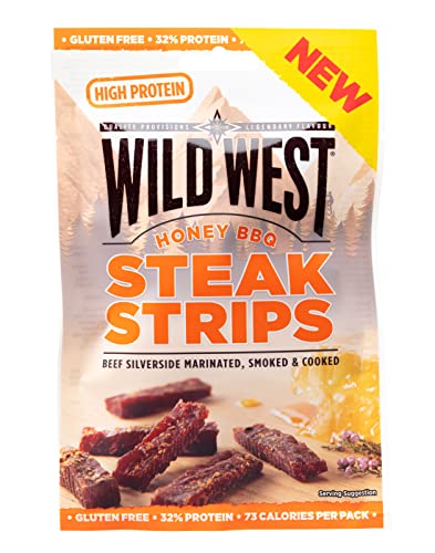 Wild West Steak Strips, 25g Honey BBQ Rindfleisch, Beef Jerky high Protein Trockenfleisch, Protein Snack von WILD WEST