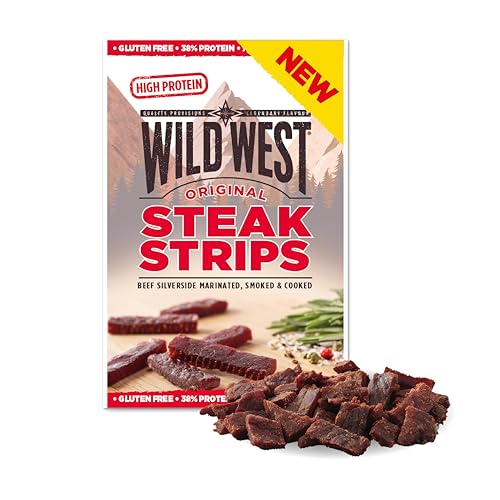 Wild West Steak Strips, 25g Original Rindfleisch, Beef Jerky high Protein Trockenfleisch, Protein Snack Wild West Steak Strips, 25g Original Rindfleisch, Beef Jerky high Protein Trockenfleisch, Protein Snack von WILD WEST
