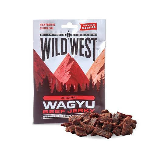 Wild West Wagyu Beef Jerky – 1 x 25g - Trockenfleisch - Protein Snack - High Protein Wild West Wagyu Beef Jerky – 1 x 25g - Trockenfleisch - Protein Snack - High Protein von WILD WEST