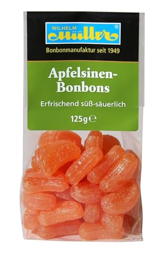 WILHELM Müller Apfelsine Bonbons - Bonbons mit Apfelsinen Geschmack - Im praktischen Beutel aus Deutschland - 125g von WILHELM Müller