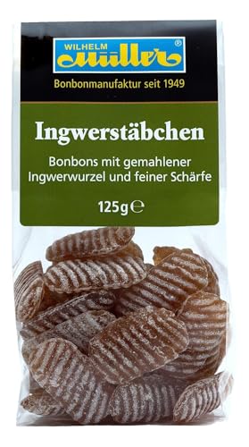 WILHELM Müller Ingwer Bonbons - Fruchtbonbons wie früher - Fruchtige Bonbons mit Ingwer Geschmack - Im praktischen Beutel aus Deutschland - 125g von WILHELM Müller