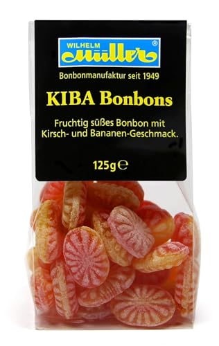 WILHELM Müller KiBa Bonbons - Fruchtbonbons wie früher - Fruchtige Bonbons mit Kirsch-Bananen Geschmack - Im praktischen Beutel aus Deutschland - 125g von WILHELM Müller