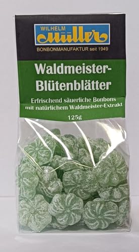 WILHELM Müller Waldmeister Bonbons in Blütenform - Retro Fruchtbonbons - Bonbons mit Waldmeister Geschmack - Im praktischen Beutel aus Deutschland - 125g von WILHELM Müller