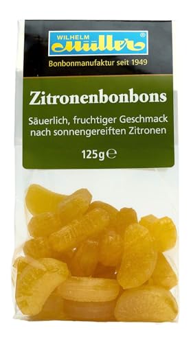 WILHELM Müller Zitronen Bonbons - Bonbons mit Zitronen Geschmack im praktischen Beutel aus Deutschland - 125g von WILHELM Müller