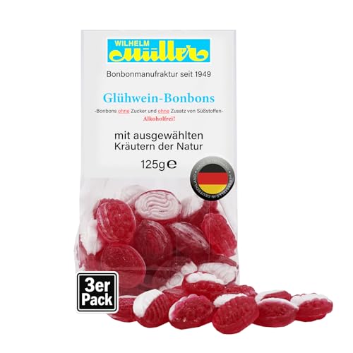 WILHELM Müller Zuckerfreie Glühwein Bonbons - Bonbons mit Glühweingeschmack - Im praktischen Beutel aus Deutschland - 375g WILHELM Müller Zuckerfreie Glühwein Bonbons - Bonbons mit Glühweingeschmack - Im praktischen Beutel aus Deutschland - 375g von WILHELM Müller