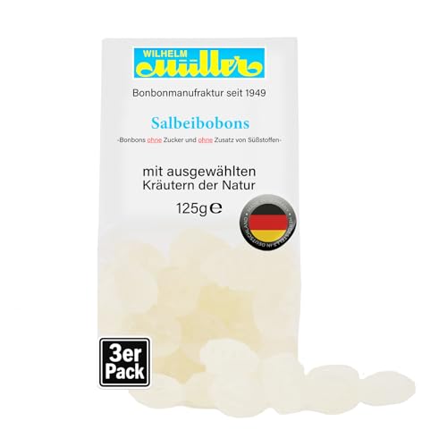 WILHELM Müller Zuckerfreie Salbei Bonbons - Bonbons mit Salbeigeschmack - Im praktischen Beutel aus Deutschland - 375g WILHELM Müller Zuckerfreie Salbei Bonbons - Bonbons mit Salbeigeschmack - Im praktischen Beutel aus Deutschland - 375g von WILHELM Müller