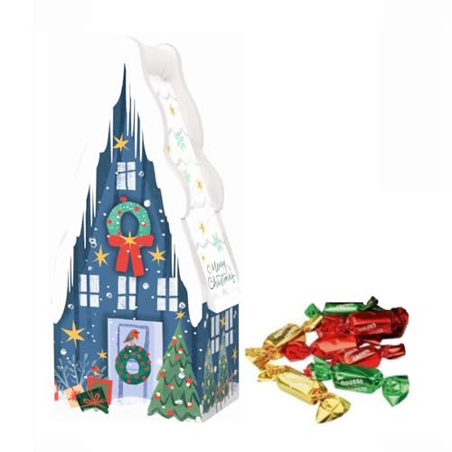 Windel | Holzhaus Blaue Dekorationen Weihnachten Pralinen Milch | Geschenkbox Innen mit Milchschokolade - 58 g Windel | Holzhaus Blaue Dekorationen Weihnachten Pralinen Milch | Geschenkbox Innen mit Milchschokolade - 58 g von WINDEL