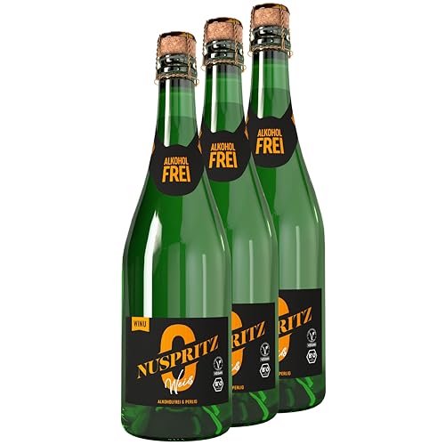 WINU - 3er Pack Alkoholfreier Premium Sekt trocken „Nuspritz Weiß“ BIO & Vegan - Schaumwein alkoholfrei aus Deutschland - Prickelnd fruchtige Aromen von Pfirsich & Zitrone ideal als Aperitif (0,75L) von WINU Alkoholfrei