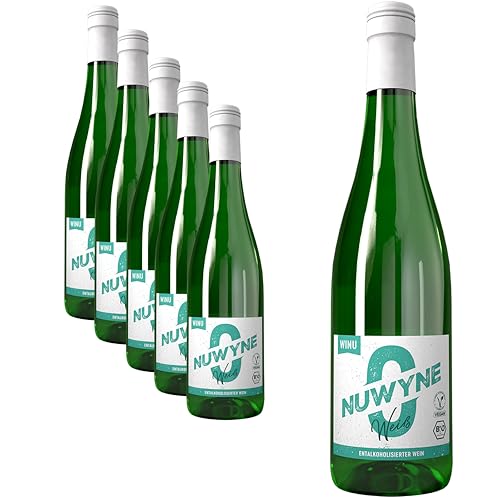 WINU - 6er Pack Alkoholfreier Premium Weißwein trocken „Nuwyne“ BIO & Vegan - Weiß Wein alkoholfrei aus Deutschland - Qualitätswein mit Schraubverschluss (0% Alkohol, 0,75L) von WINU Alkoholfrei