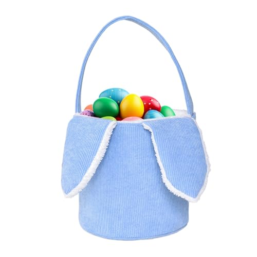 Osterhasen Taschen - Plüsch Osterkorb Mit Ohren,Osterhasen Korb Taschen, Geschenktüten Ostern, Gut Für Ostereiersuche Für Für Junge Mädchen Ostergeschenk(Blau) von WOGXN