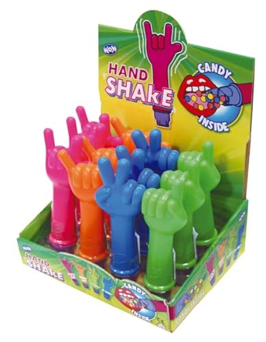 Hand Shake, mach ein cooles Handzeichen, 16 cm Hand mit Süßigkeitenfüllung, Kindergeburtstag Mitgebsel, 12 x 25g von WOM