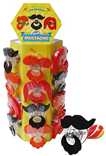 WOM Mustacho | Lollis in Schnurrbartform | Karamell Lutscher mit Erdbeer und Kirschgeschmack | Display 24 Schnuller Lutscher Süßigkeiten à 15 g. Hartbonbons WOM Mustacho | Lollis in Schnurrbartform | Karamell Lutscher mit Erdbeer und Kirschgeschmack | Display 24 Schnuller Lutscher Süßigkeiten à 15 g. Hartbonbons von WOM