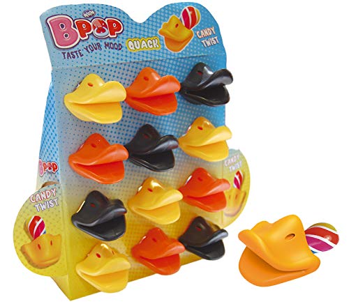 WOM Quack, Entenschnabel-förmige Lutscher | Mehrfarbiger Süßigkeiten Schnuller mit Erdbeergeschmack | Display 12 Einheiten von 15 gr. Erdbeerkaramell WOM Quack, Entenschnabel-förmige Lutscher | Mehrfarbiger Süßigkeiten Schnuller mit Erdbeergeschmack | Display 12 Einheiten von 15 gr. Erdbeerkaramell von WOM