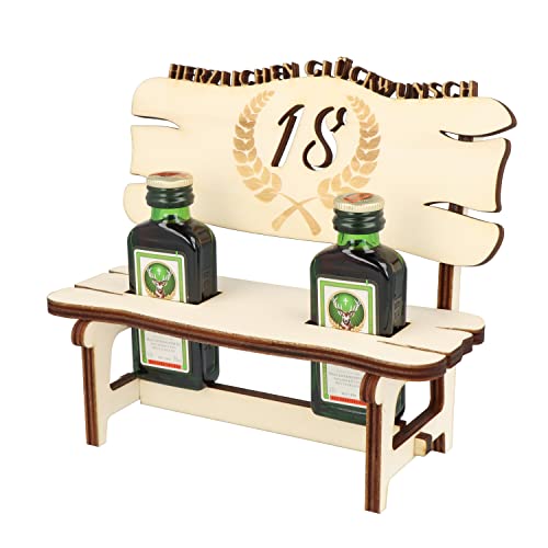 XL Echtholz Schnapsbank mit Gravur Jahreszahl 18|2x Kräuterlikör 2cl mit Holzbank|Hochzeitsgeschenk Brautpaar|Trinkspruch|Schnapsbrett|Geschenke Paare|Schnaps Geschenk für Pärchen|Geburtstag|Jubiläum XL Echtholz Schnapsbank mit Gravur Jahreszahl 18|2x Kräuterlikör 2cl mit Holzbank|Hochzeitsgeschenk Brautpaar|Trinkspruch|Schnapsbrett|Geschenke Paare|Schnaps Geschenk für Pärchen|Geburtstag|Jubiläum von WORTGEFECHTE