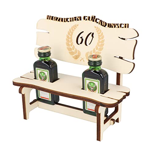 XL Echtholz Schnapsbank mit Gravur Jahreszahl 60|2x Kräuterlikör 2cl mit Holzbank|Hochzeitsgeschenk Brautpaar|Trinkspruch|Schnapsbrett|Geschenke Paare|Schnaps Geschenk für Pärchen|Geburtstag|Jubiläum XL Echtholz Schnapsbank mit Gravur Jahreszahl 60|2x Kräuterlikör 2cl mit Holzbank|Hochzeitsgeschenk Brautpaar|Trinkspruch|Schnapsbrett|Geschenke Paare|Schnaps Geschenk für Pärchen|Geburtstag|Jubiläum von WORTGEFECHTE