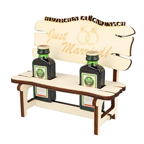 XL Echtholz Schnapsbank mit Gravur Just Married|2x Kräuterlikör 2cl mit Holzbank|Hochzeitsgeschenk Brautpaar|Trinkspruch|Schnapsbrett|Geschenke Paare|Schnaps Geschenk für Pärchen|Geburtstag|Jubiläum XL Echtholz Schnapsbank mit Gravur Just Married|2x Kräuterlikör 2cl mit Holzbank|Hochzeitsgeschenk Brautpaar|Trinkspruch|Schnapsbrett|Geschenke Paare|Schnaps Geschenk für Pärchen|Geburtstag|Jubiläum von WORTGEFECHTE