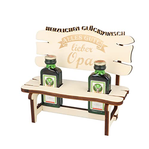 XL Echtholz Schnapsbank mit Gravur Opa|2x Kräuterlikör 2cl mit Holzbank|Geschenk für Opa|Trinkspruch|Schnapsbrett|Geschenke Paare|Schnaps Geschenk für Großvater|Geburtstag|Jubiläum XL Echtholz Schnapsbank mit Gravur Opa|2x Kräuterlikör 2cl mit Holzbank|Geschenk für Opa|Trinkspruch|Schnapsbrett|Geschenke Paare|Schnaps Geschenk für Großvater|Geburtstag|Jubiläum von WORTGEFECHTE