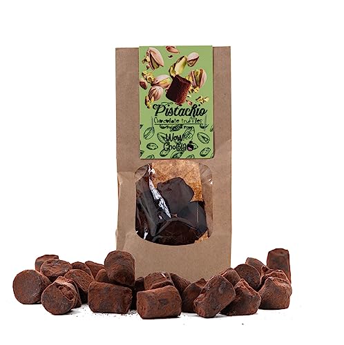 WOW Chocolao! - Kakobestäubte Schokoladentrüffel - 130g (1 x 130g - 14 trüffel) - Schokoladentrüffel (Pistazie) von WOW Chocolao!