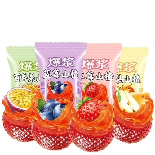 WSYLS Hawthorn Soft Candy Mit Weißdorn-, Herbstbirnen-, Passionsfrucht-, Erdbeer- Und Blaubeerfüllung – Veganer Zuckerfreier Snack Fürs Büro/Reisen, 500er-Pack von WSYLS