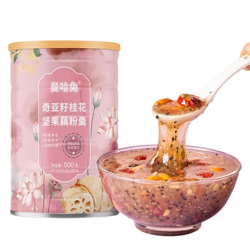 WSYLS Lotuswurzelstärke, Verzehrfertiges Chinesisches Asiatisches Essen, Einschließlich Nüssen, Trockenfrüchten, Chiasamen, Osmanthus, Schwarzem Sesam, Roten Datteln 500 G von WSYLS
