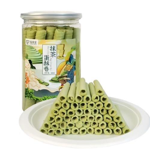 WSYLS-Matcha-Rolle (138g*1 Dose), chinesische Snacks, knusprige Matcha-Rollen, geeignet als Geschenk, Weihnachtsdessert oder Snack – knusprig und leicht süß von WSYLS