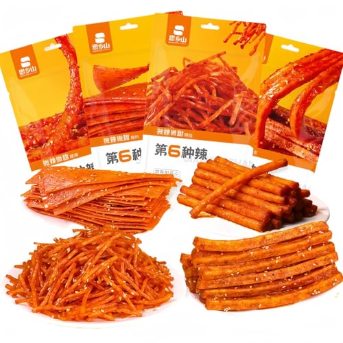 WSYLS Scharfe Latiao-Snacks (72/Packung * 4 Packungen) – Vegan – Asiatische Streetstyle-Snacks (Party/Büro/Filmabend) – Nostalgische Chinesische Snacks von WSYLS