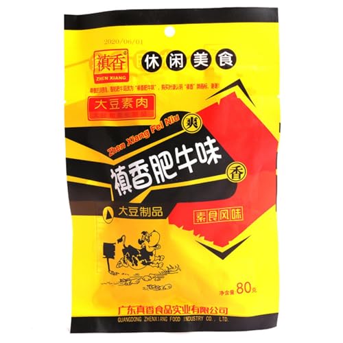 WSYLS Vegetarischer Getrockneter Tofu Mit Rindfleischgeschmack, Vegetarisches Fett, Rindfleisch, Pflanzliches Protein, Ballaststoffreich, Camping, Familientreffen, Gesunde Snacks, 80 G/Packung von WSYLS