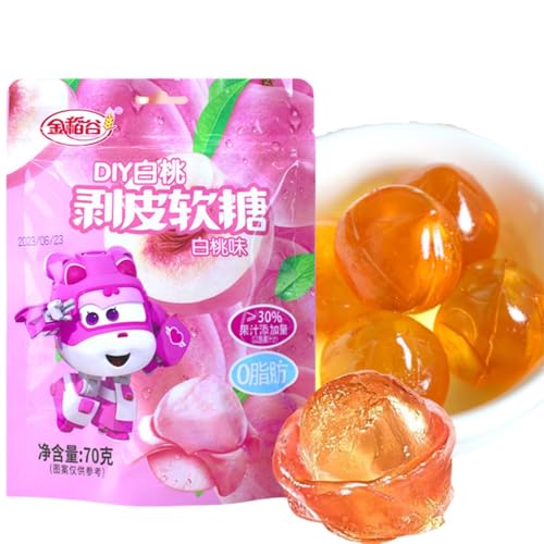 WSYLS-Weiche Fruchtsaft-Gummis (70g) - 3 Geschmacksrichtungen: Grüne Traube, Weißer Pfirsich, Traube - Schälbare Fruchtgummis,Fruchtig & Saftig (Weißer Pfirsich) von WSYLS