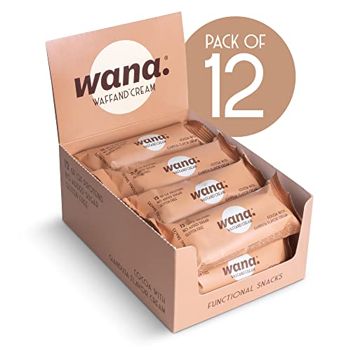 WANA Protein Riegel Vollmilchschokolade mit Haselnuss Shokoladen Creme 1 x 12er Box - Snack 30% Eiweiß und nur 0,56 g Zucker pro Eiweißriegel. Der Waffel Glutenfrei von WaNa