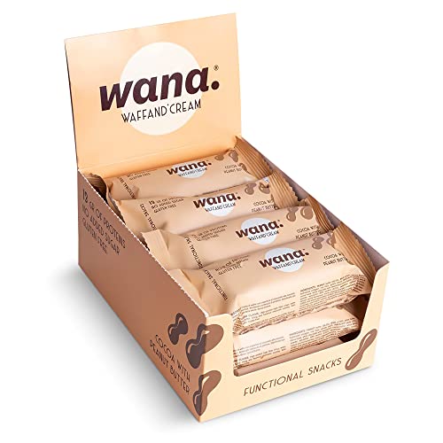 WaNA Protein Riegel Nougat-Schokolade mit Erdnussbutter-Füllung 1 x 12er Box - Protein Snack mit 29% Eiweiß und nur 1,4 g Zucker pro Eiweißriegel. Der Waffel Riegel - Glutenfrei von WaNa
