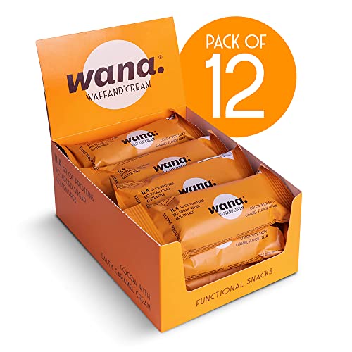 WaNa Protein-Riegel Schoko-Haselnuss und Salty-Caramel-Füllung 1 x 12er Box - Protein Snack mit 30% Eiweiß und nur 0,56 g Zucker pro Eiweißriegel. Der Waffel Riegel - Glutenfrei von WaNa