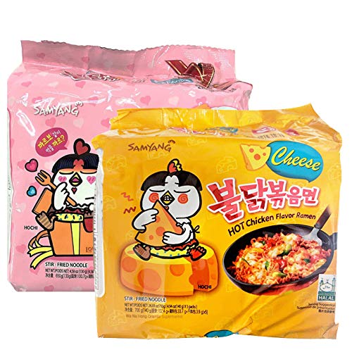WaNaHong Samyang Hot Spicy Chicken Ramen Nudelbox (Carbonara 5 Packungen & Käse 5 Packungen) von WaNaHong