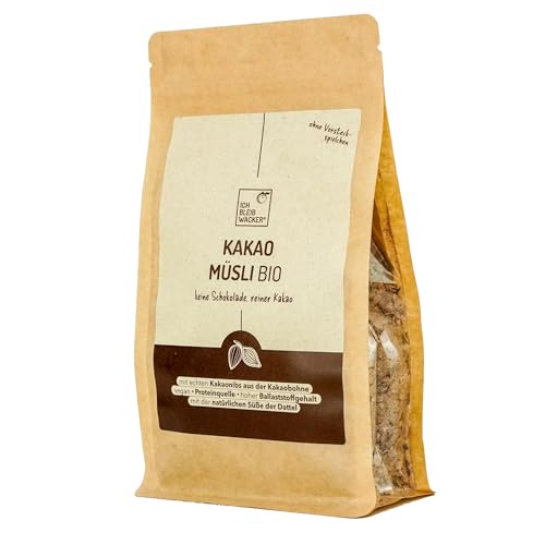 Bio Kakao Müsli ohne Industriezucker, 350 g von bleibwacker. Veganes Schokomüsli. Keine Schokolade, reiner Kakao. Mit echten Kakaonibs. von Wacker
