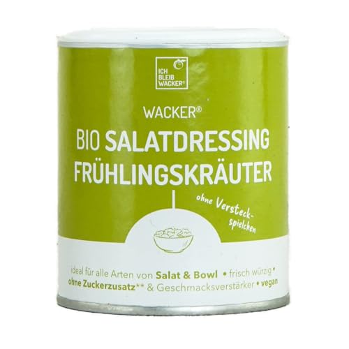 Wacker Bio Salatdressing Frühlingskräuter, 150g. Fixprodukt für Salate & Bowls. Ergibt 37 Portionen. 100% natürlich, ohne Zuckerzusatz & Geschmacksverstärker. Vegan & glutenfrei. von Wacker