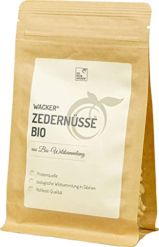 Wacker Zedernüsse Bio 150g. Aus biologischer Wildsammlung in Sibirien. Rohkost-Qualität. Natürliche Proteinquelle. Vegan & glutenfrei. von Wacker