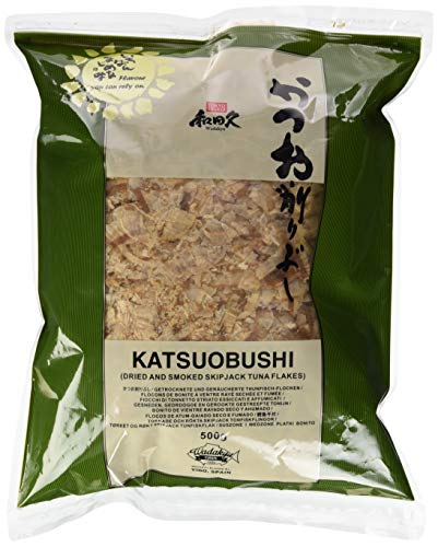 WADAKYU Katsuobushi Bonito Flocken – Aus 100 Prozent getrocknetem und geräuchertem Bonito Thunfisch – Ideal für die japanische Küche – 1 x 500 g von Wadakyu